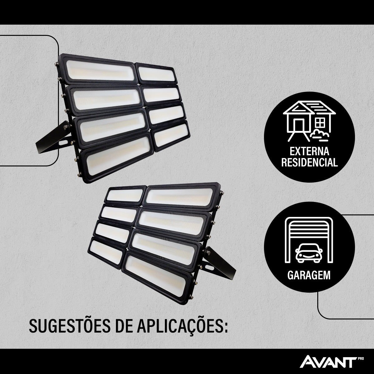 Refletor Led Facciata 400w 3000k Branco Quente Bivolt IP66 Preto Avant Pro