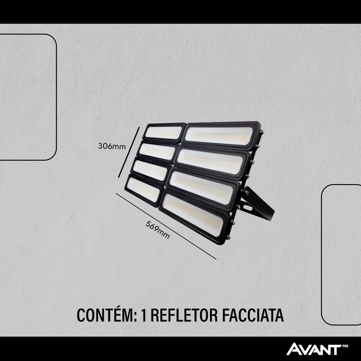 Refletor Led Facciata 400w 3000k Branco Quente Bivolt IP66 Preto Avant Pro