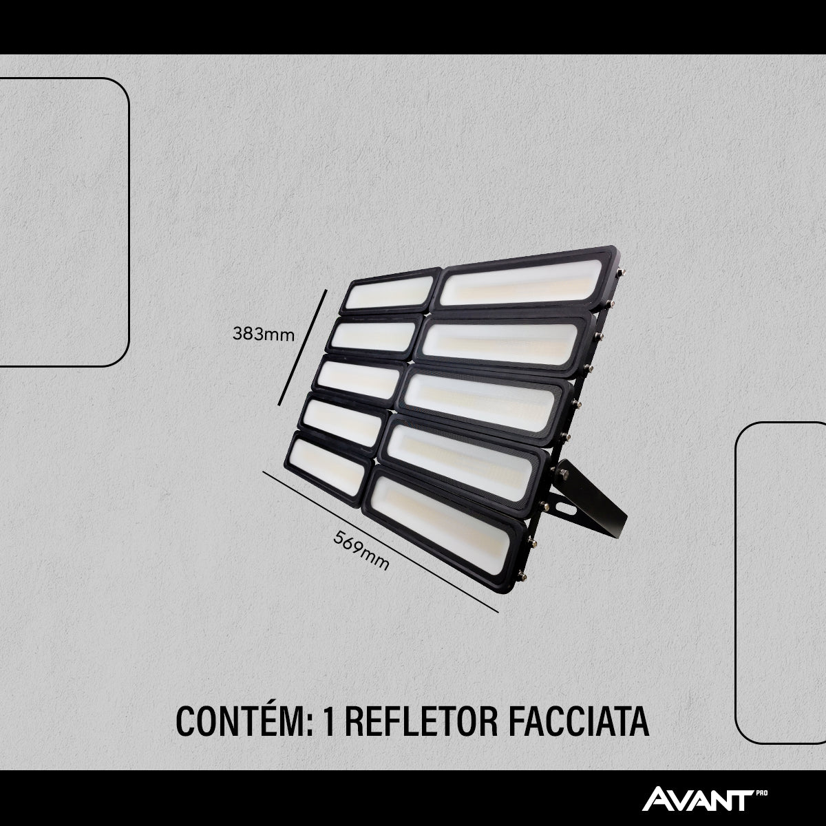 Refletor Led Facciata 500w 6500k Branco Frio Bivolt IP66 Preto Avant Pro