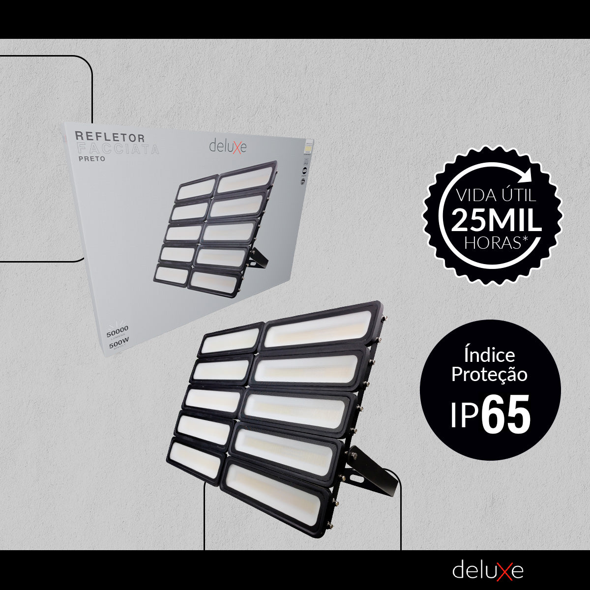Refletor Led Facciata 500w 4000k Branco Neutro Bivolt IP66 Preto Avant Pro