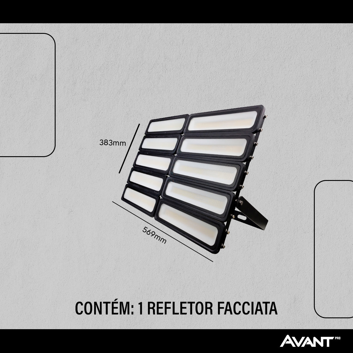Refletor Led Facciata 500w 3000k Branco Quente Bivolt IP66 Preto Avant Pro