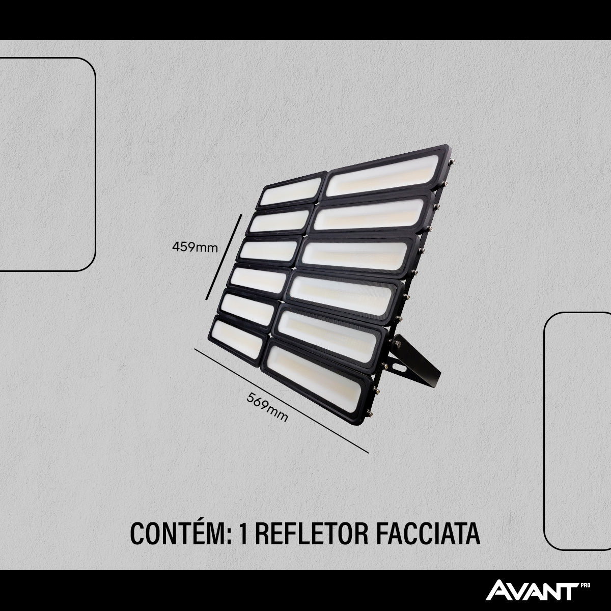 Refletor Led Facciata 600w 6500k Branco Frio Bivolt IP66 Preto Avant Pro