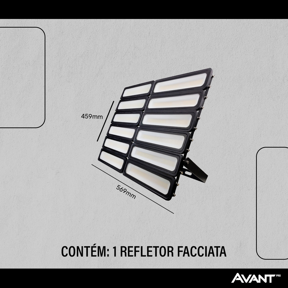 Refletor Led Facciata 600w 4000k Branco Neutro Bivolt IP66 Preto Avant Pro