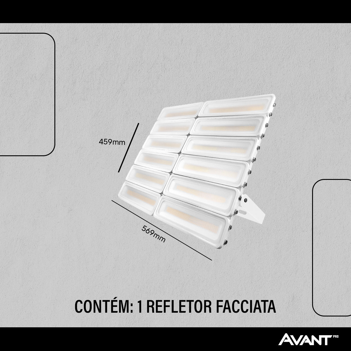 Refletor Led Facciata 600w 3000k Branco Quente Bivolt IP66 Preto Avant Pro