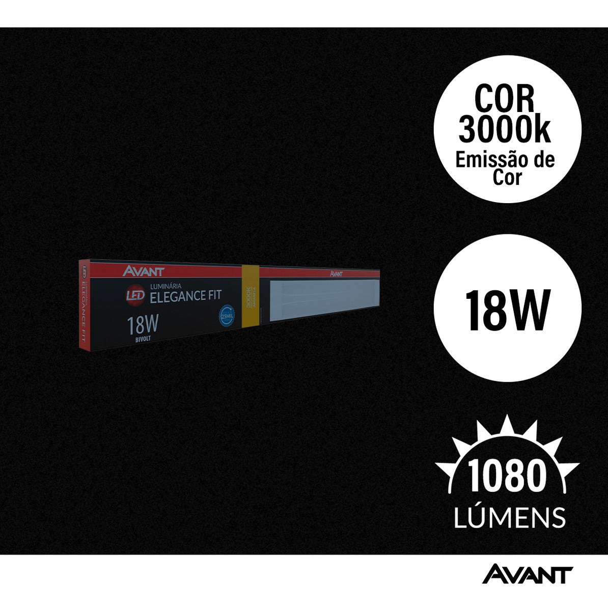 Luminária Led Elegance Fit 18W 3000k Branco Quente Bivolt Branco Avant