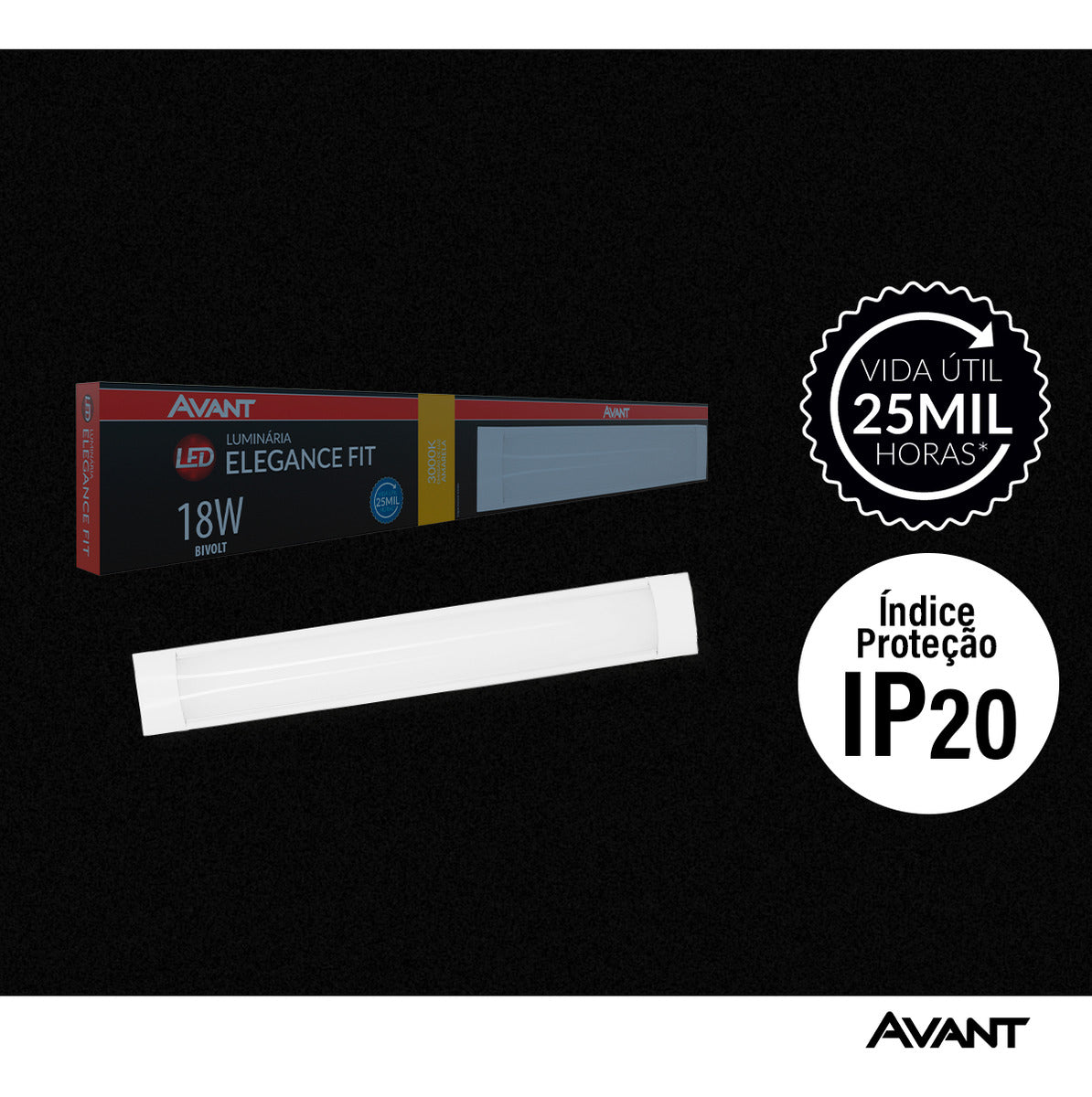 Luminária Led Elegance Fit 18W 3000k Branco Quente Bivolt Branco Avant