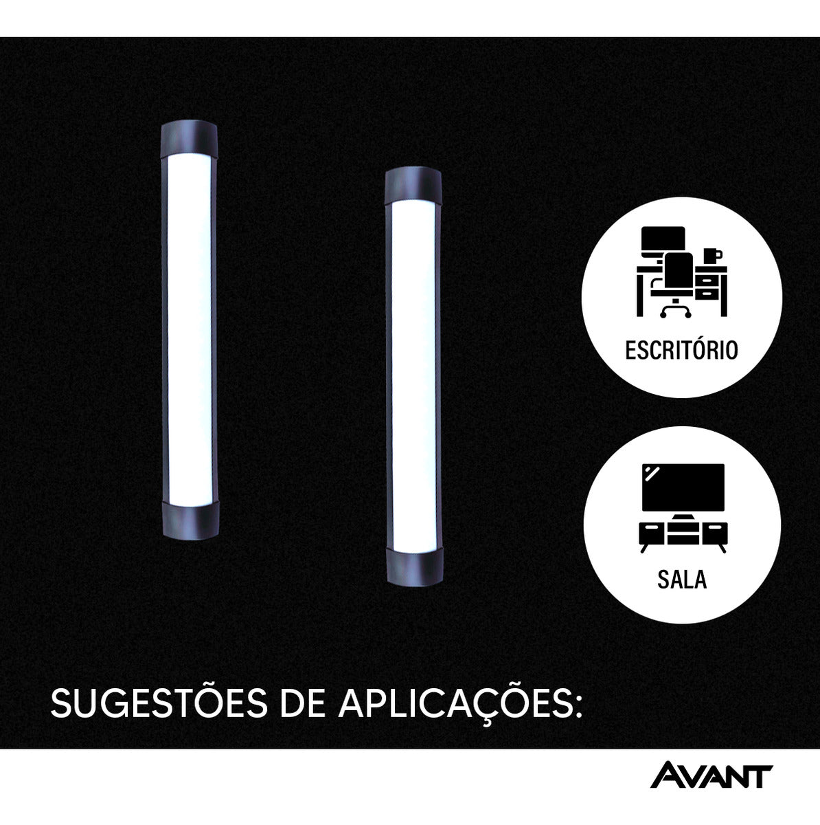 Luminária Led Elegance Fit 18W 6500k Branco Frio Bivolt Preto Avant