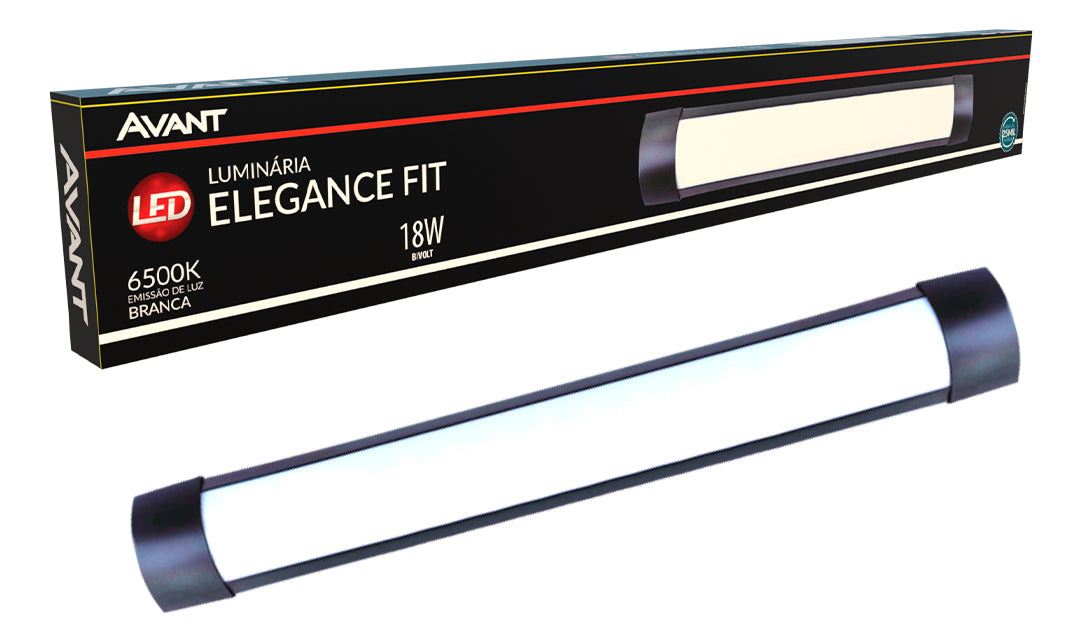 Luminária Led Elegance Fit 18W 6500k Branco Frio Bivolt Preto Avant