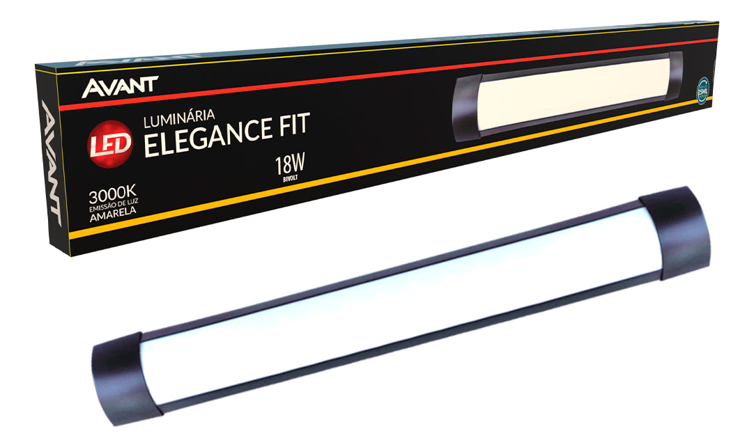 Luminária Led Elegance Fit 18W 3000k Branco Quente Bivolt Preto Avant