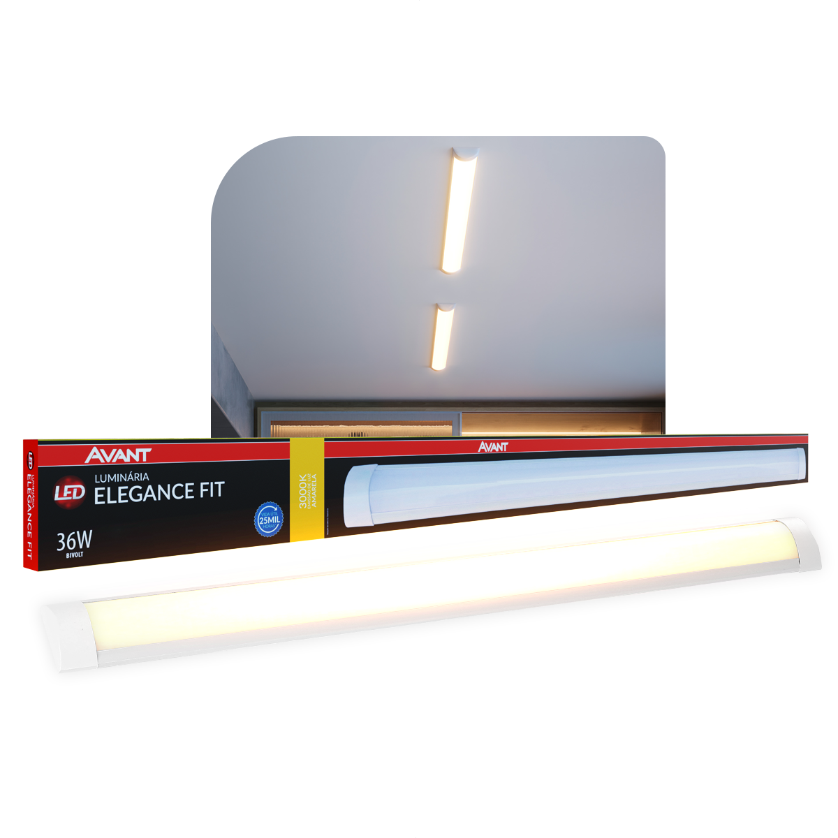 Luminaria Led Elegance Fit 36W 3000k 110v/220v Branco Avant