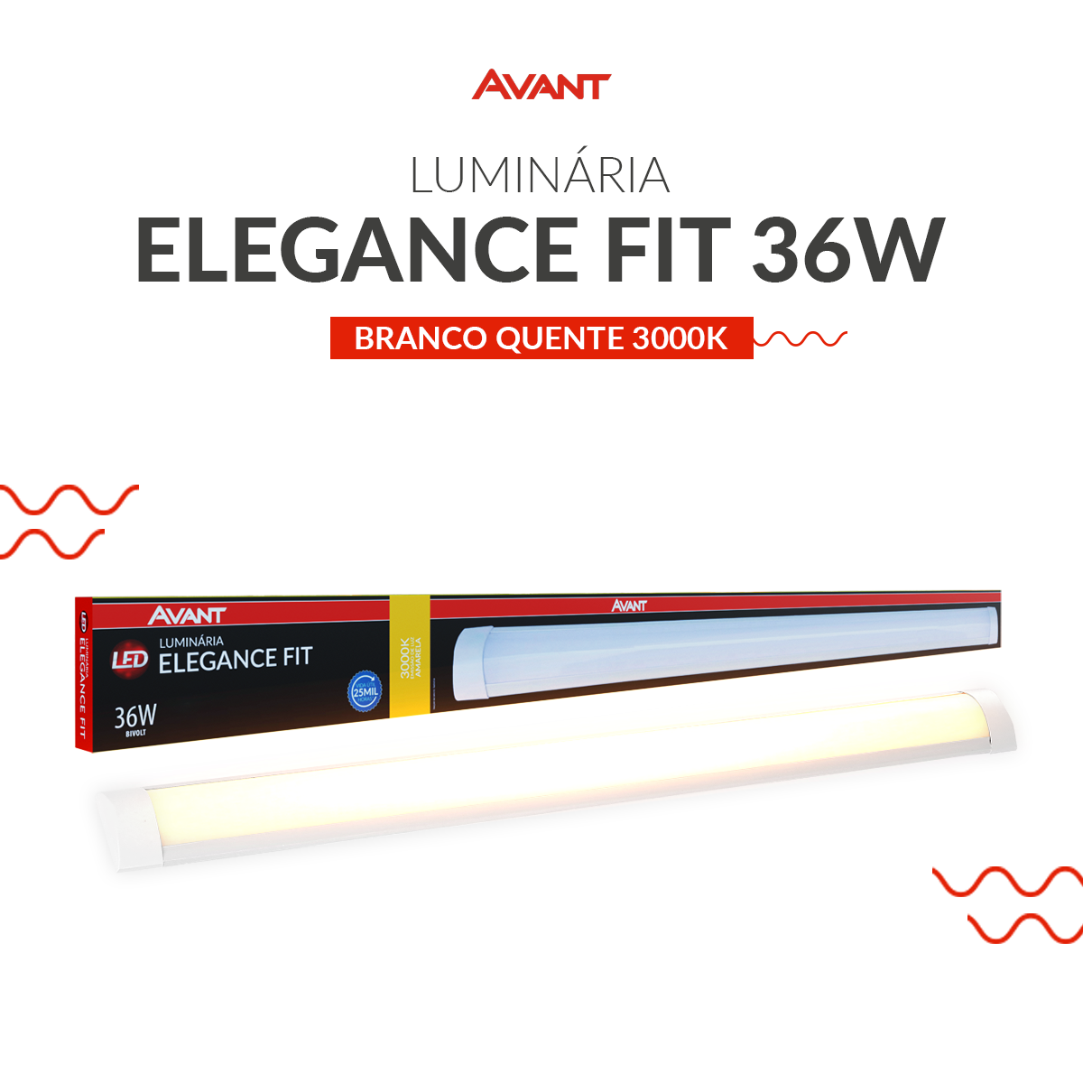 Luminaria Led Elegance Fit 36W 3000k 110v/220v Branco Avant