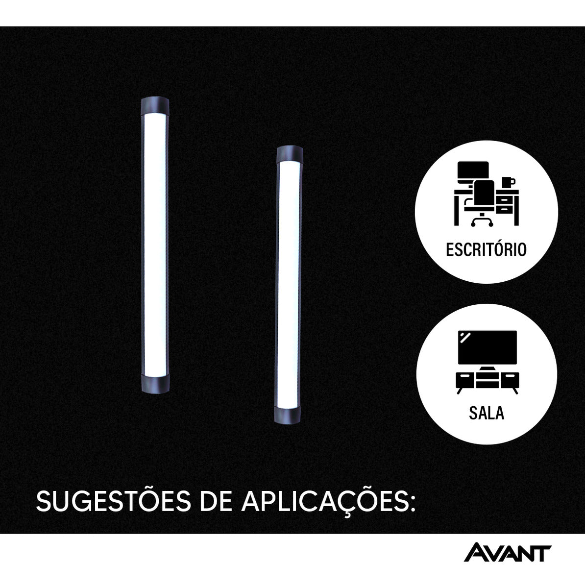 Luminária Led Elegance Fit 36W 3000k Branco Quente Bivolt Preto Avant