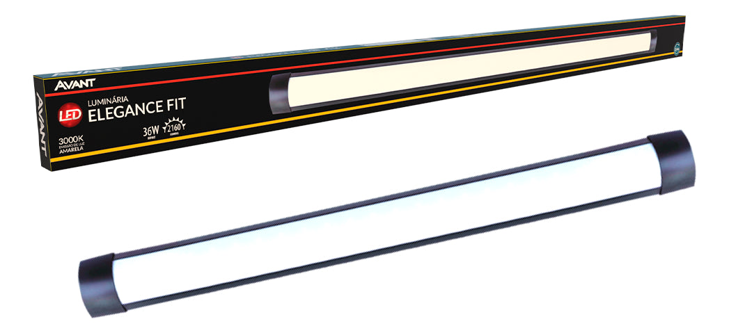 Luminária Led Elegance Fit 36W 3000k Branco Quente Bivolt Preto Avant