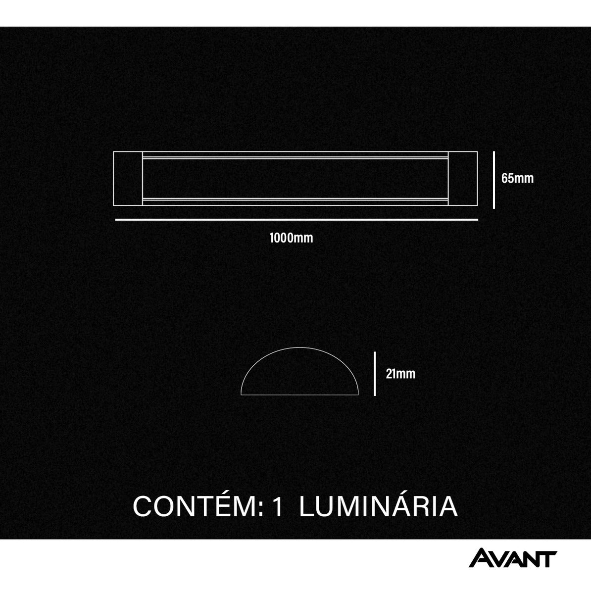 Luminária Led Elegance Fit 36W 3000k Branco Quente Bivolt Preto Avant