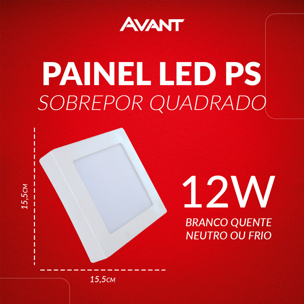 Plafon Led Sobrepor Painel 12w 18w 24w 30w Luz Branco Quente Neutra ou Fria 110v/220v Bivolt Branco