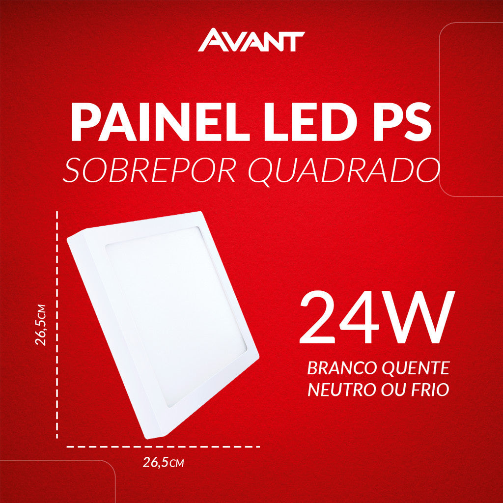 Plafon Led Sobrepor Painel 12w 18w 24w 30w Luz Branco Quente Neutra ou Fria 110v/220v Bivolt Branco