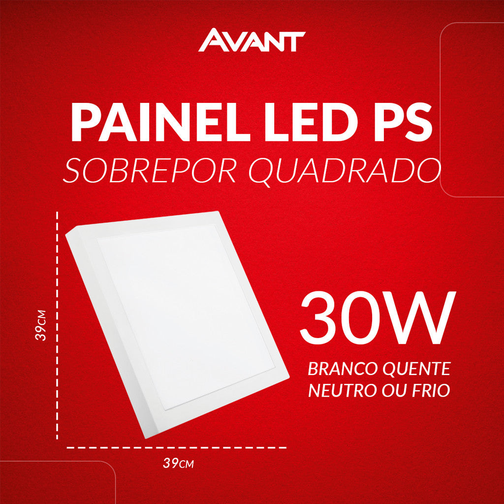 Plafon Led Sobrepor Painel 12w 18w 24w 30w Luz Branco Quente Neutra ou Fria 110v/220v Bivolt Branco