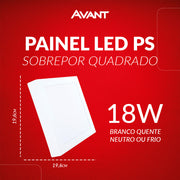 Plafon Led Sobrepor Painel 12w 18w 24w 30w Luz Branco Quente Neutra ou Fria 110v/220v Bivolt Branco