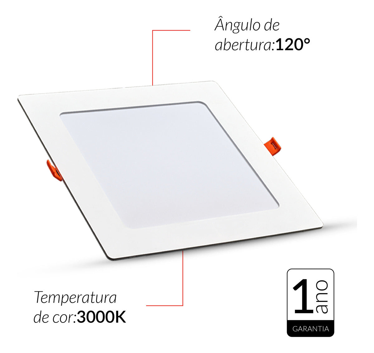 Painel Pop Embutir 24W 3000k Branco Quente Bivolt 28,6cm Quadrado Branco Avant