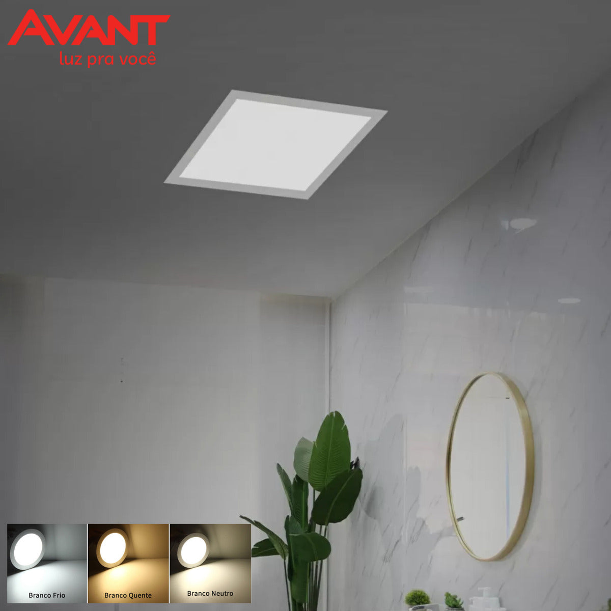 Painel Pop Embutir 24W 4000k Branco Neutro Bivolt 28,6cm Quadrado Branco Avant