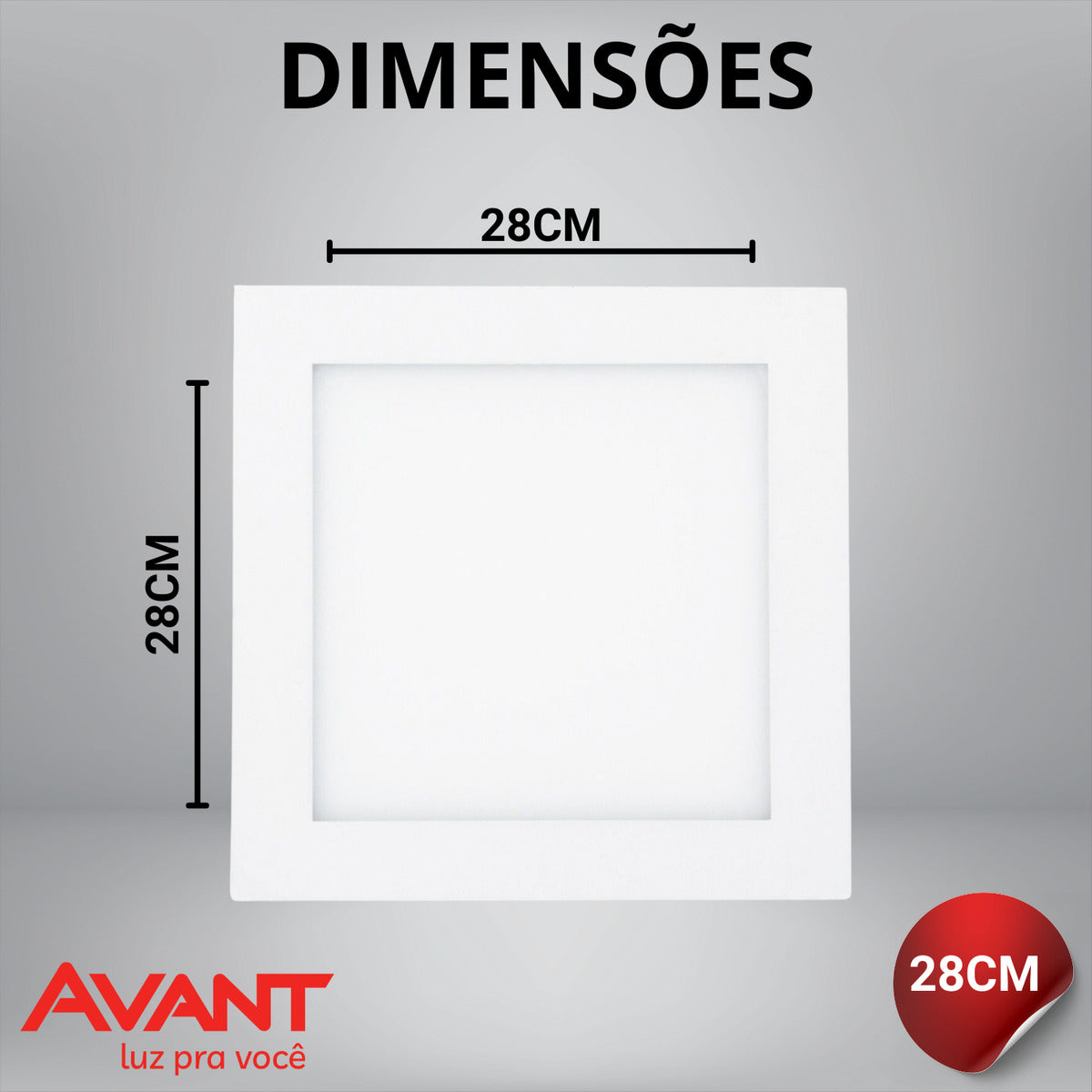 Painel Pop Embutir 24W 4000k Branco Neutro Bivolt 28,6cm Quadrado Branco Avant