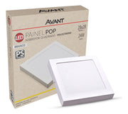 Painel Pop Sobrepor 24W 3000k Branco Quente Bivolt 26,5cm Quadrado Branco Avant