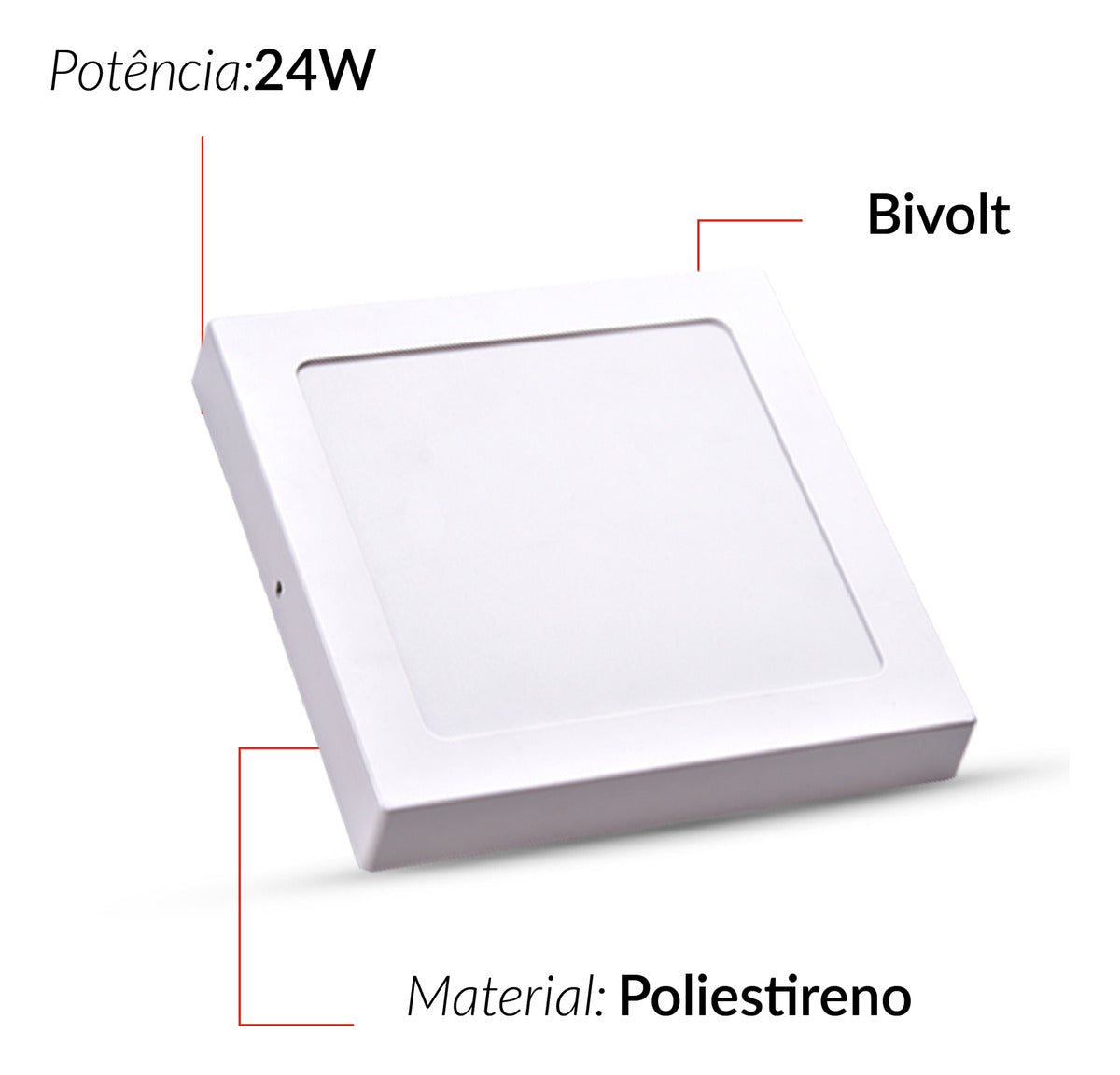 Painel Pop Sobrepor 24W 3000k Branco Quente Bivolt 26,5cm Quadrado Branco Avant