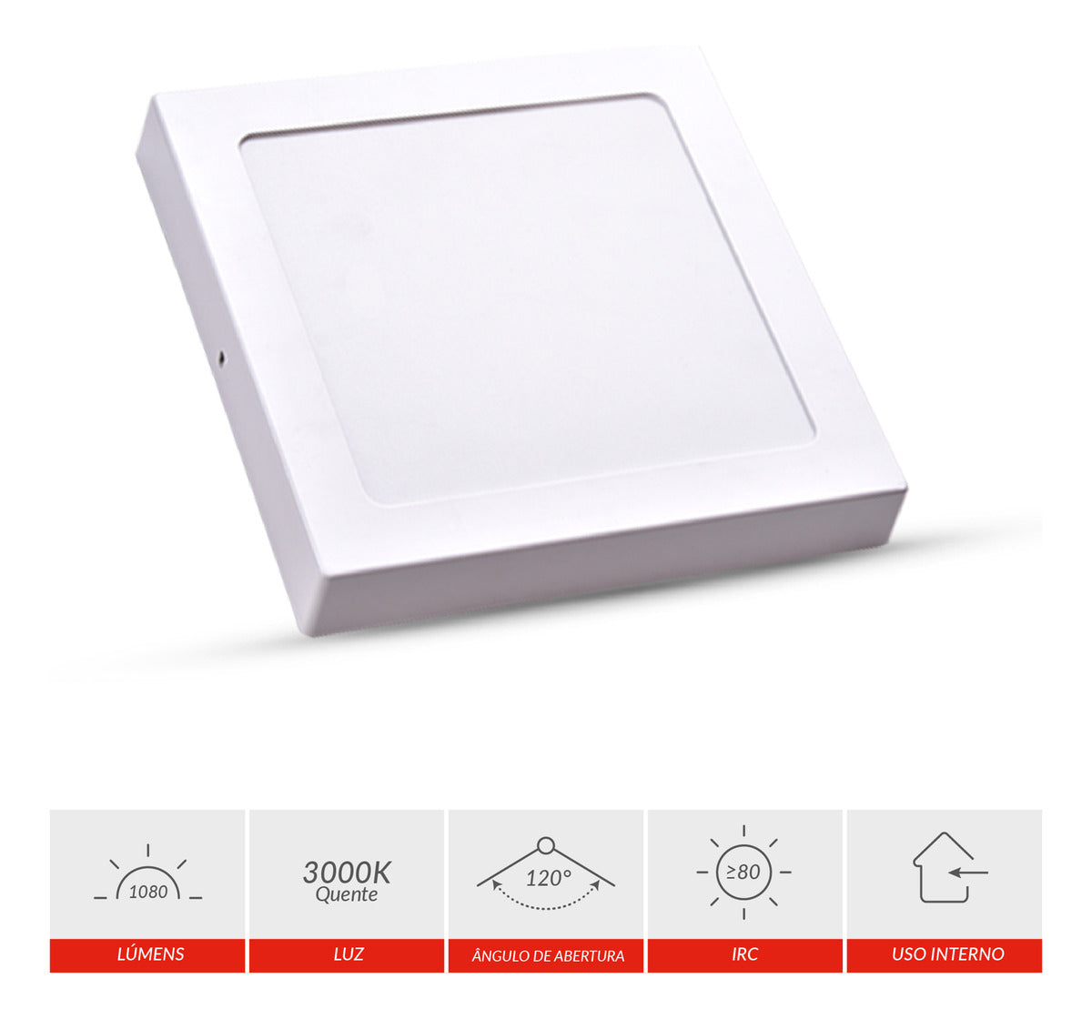 Painel Pop Sobrepor 24W 3000k Branco Quente Bivolt 26,5cm Quadrado Branco Avant