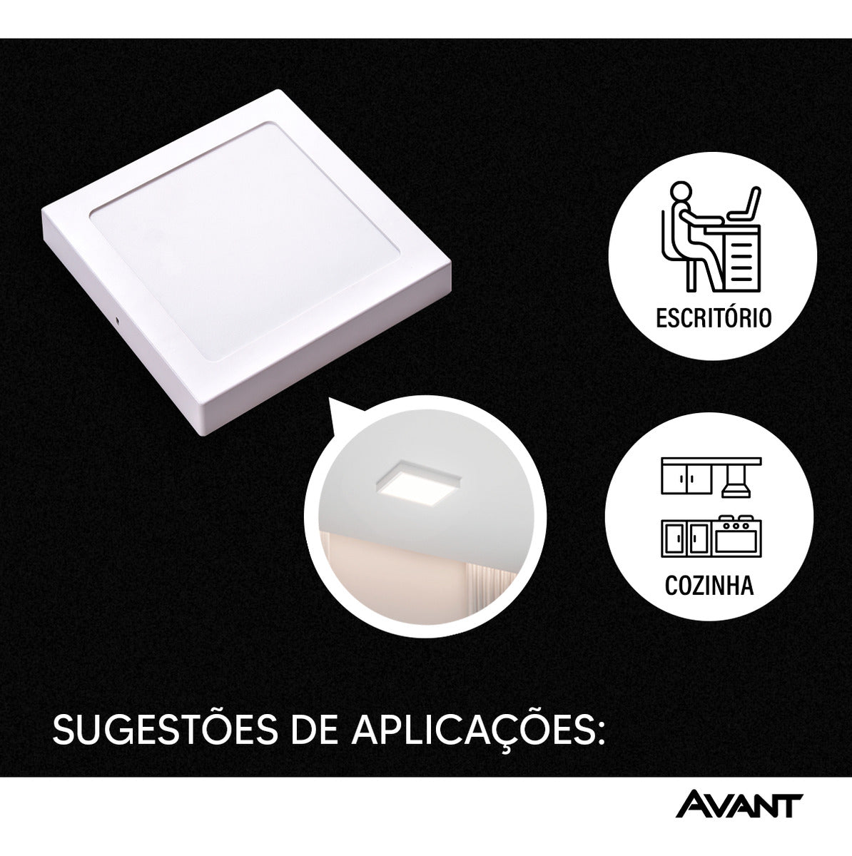 Painel Pop Sobrepor 24W 4000k Branco Neutro Bivolt 26,5cm Quadrado Branco Avant