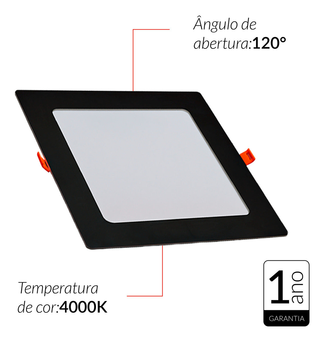 Painel Pop Embutir 24W 4000k Branco Neutro Bivolt 28,6cm Quadrado Preto Avant