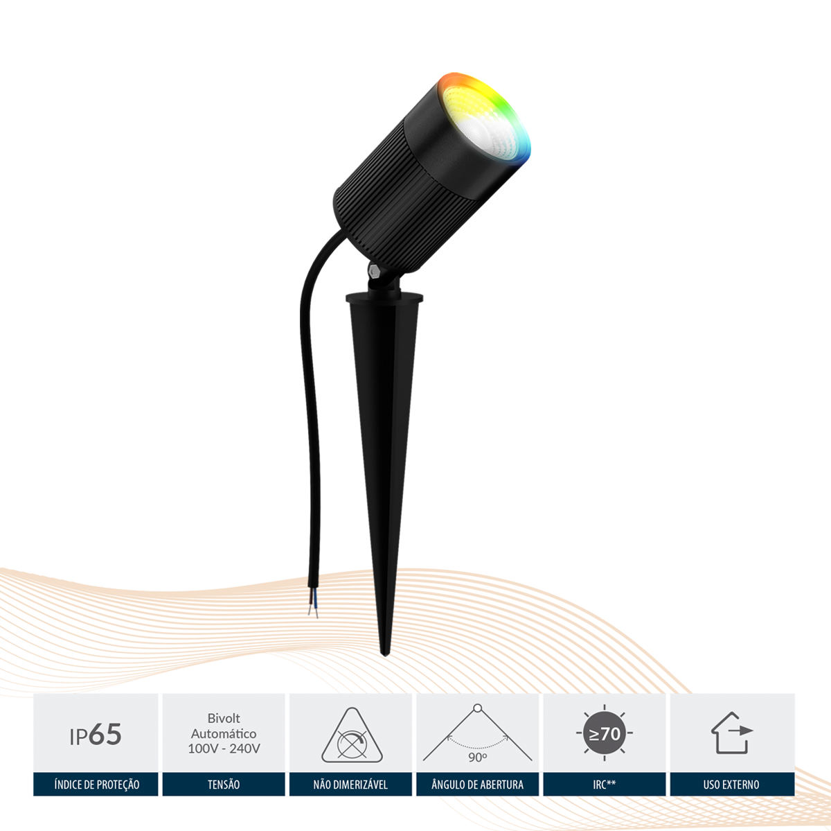 Espeto De Jardim Nimus Led 10w RGB IP65 Bivolt Preto Avant
