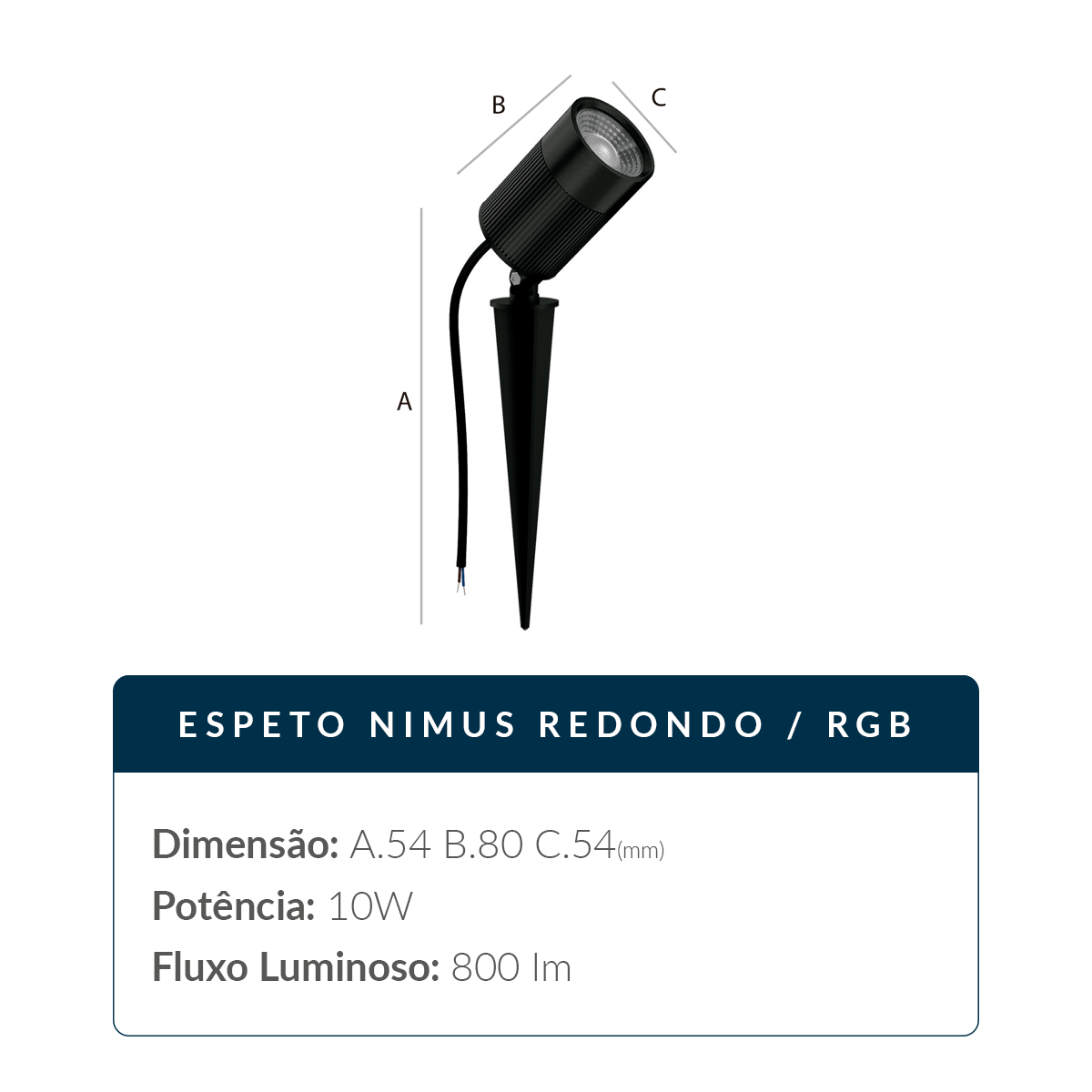 Espeto De Jardim Nimus Led 10w RGB IP65 Bivolt Preto Avant