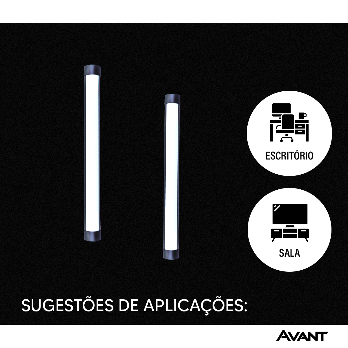 Luminária Led Elegance Fit 72W 6500K Branco Frio Bivolt Preto Avant
