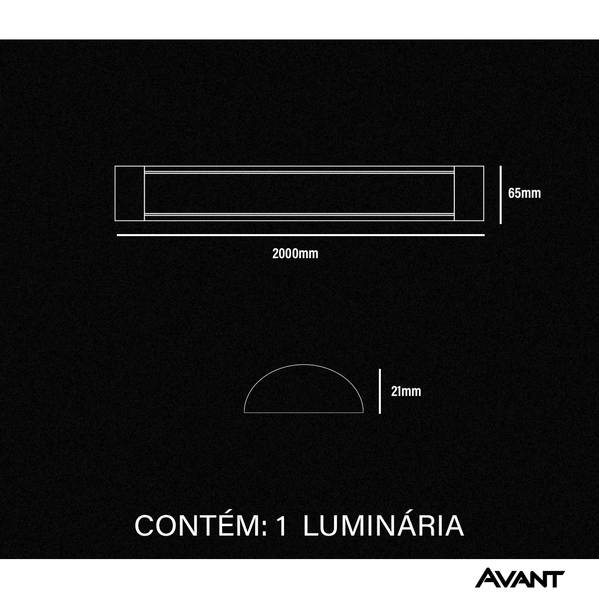 Luminária Led Elegance Fit 72W 6500K Branco Frio Bivolt Preto Avant