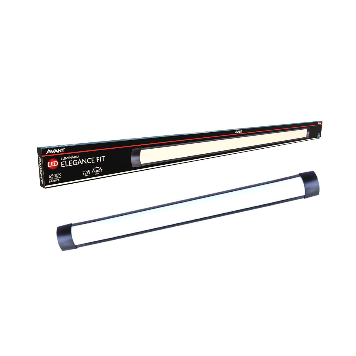 Luminária Led Elegance Fit 72W 6500K Branco Frio Bivolt Preto Avant