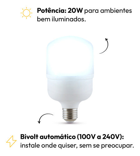 Lâmpada Bulbo Led Hp 20w 6500k Branco Frio E27 Bivolt Branco Avant