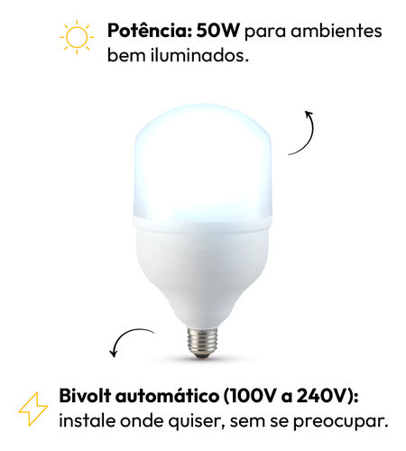Lampada Led Bulbo Hp 50w 6500K Branco Frio E27 Bivolt Branco Avant