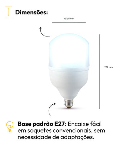 Lampada Led Bulbo Hp 50w 6500K Branco Frio E27 Bivolt Branco Avant
