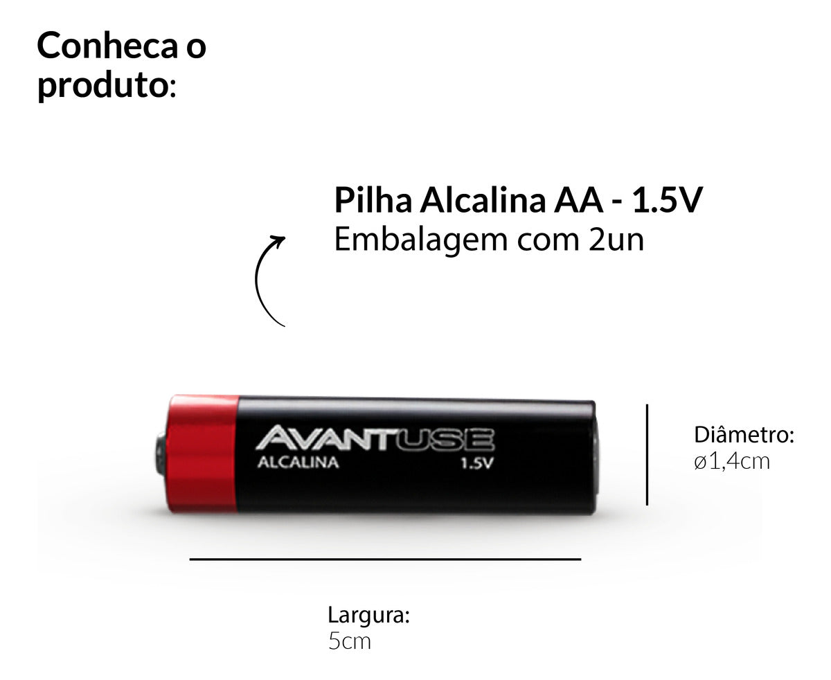 Kit 2 Pilhas Alcalina Pequena AA 1.5v Avant Use