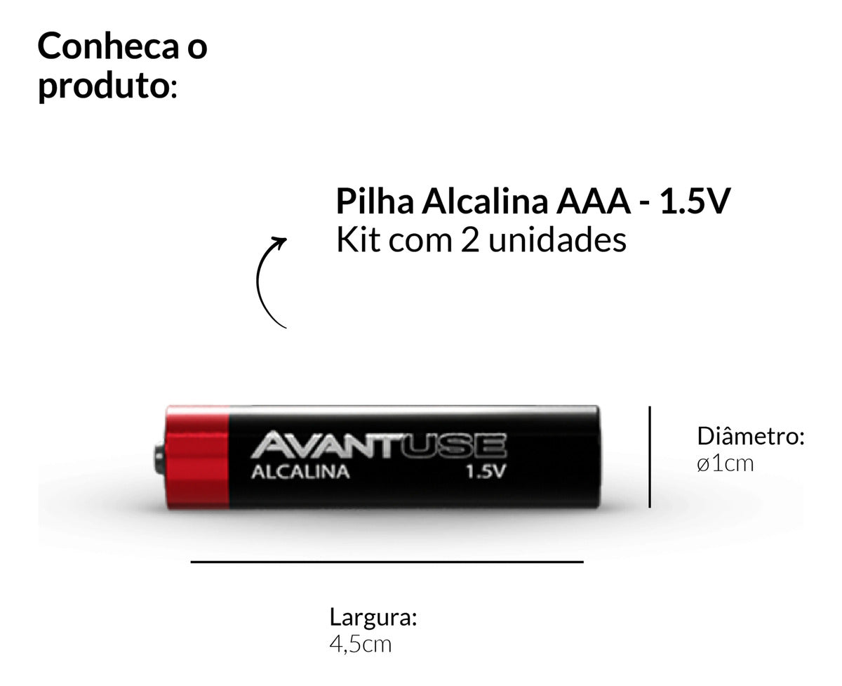 Kit 2 Pilhas Alcalina Palito AAA 1.5v Avant Use