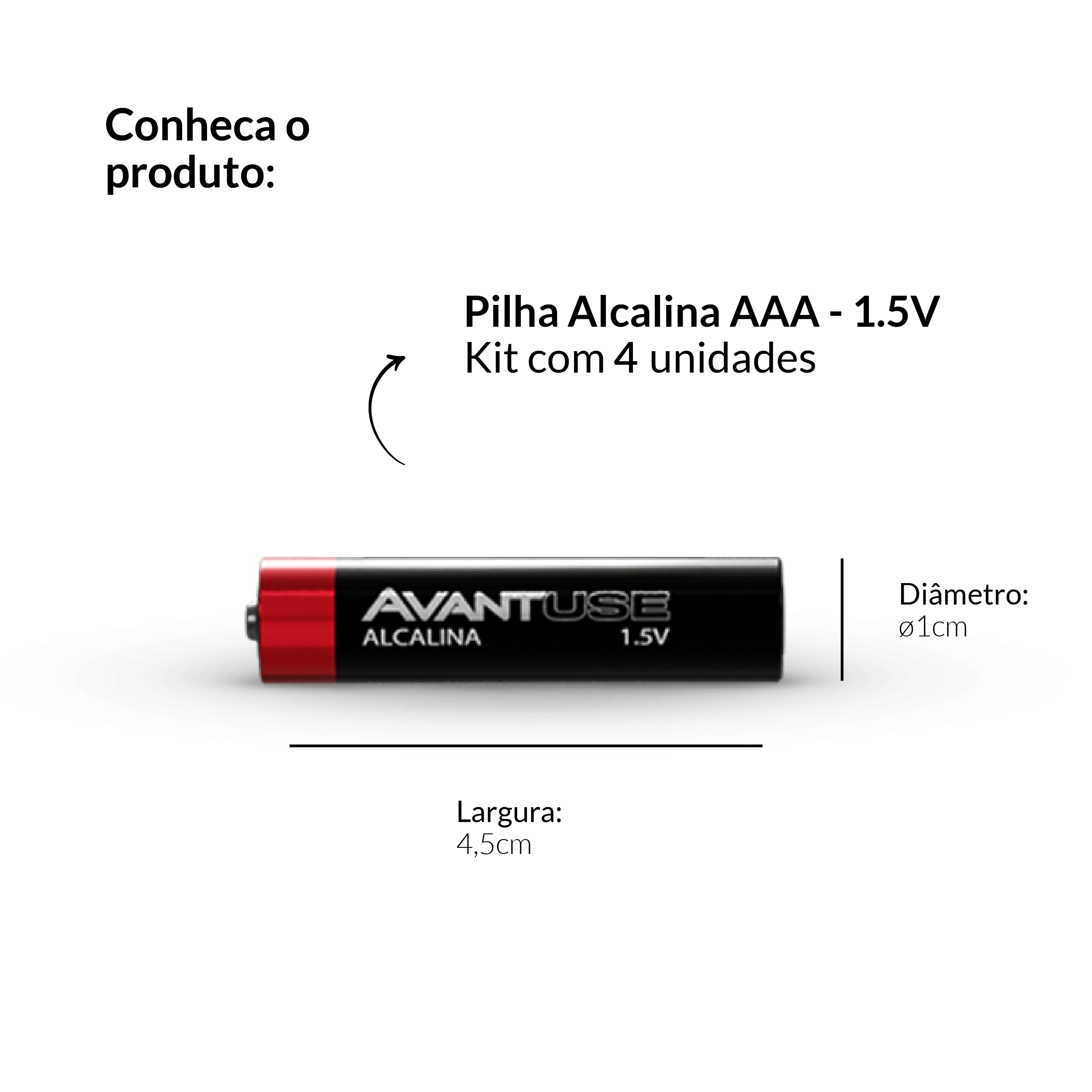 Kit 4 Pilhas Alcalina Palito AAA 1.5v Avant Use