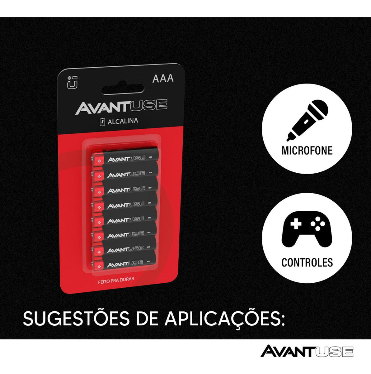 Kit 8 Pilhas Alcalina Palito AAA 1.5v Avant Use