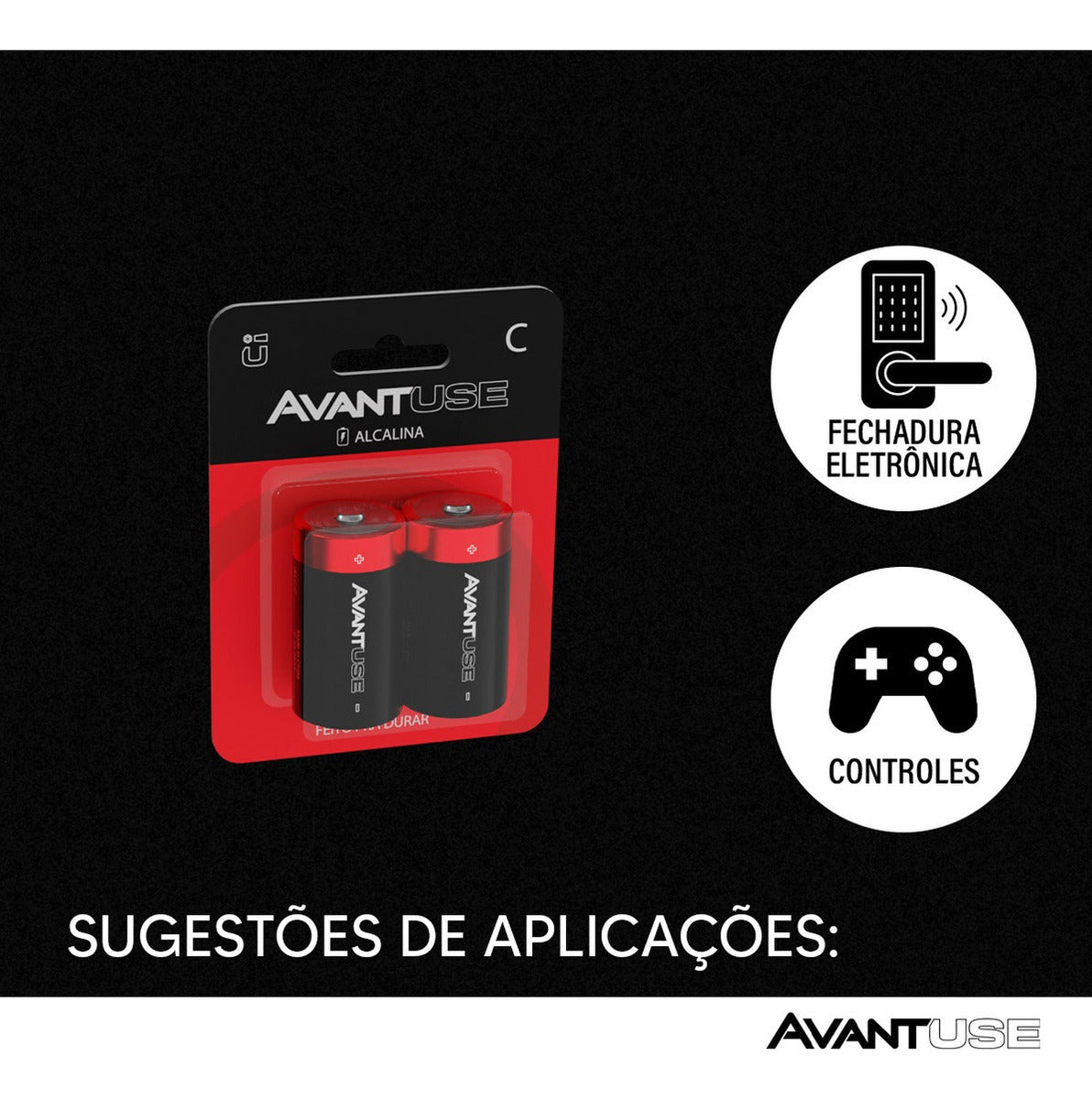 Kit 2 Pilhas Alcalina Media C 1.5v Avant Use