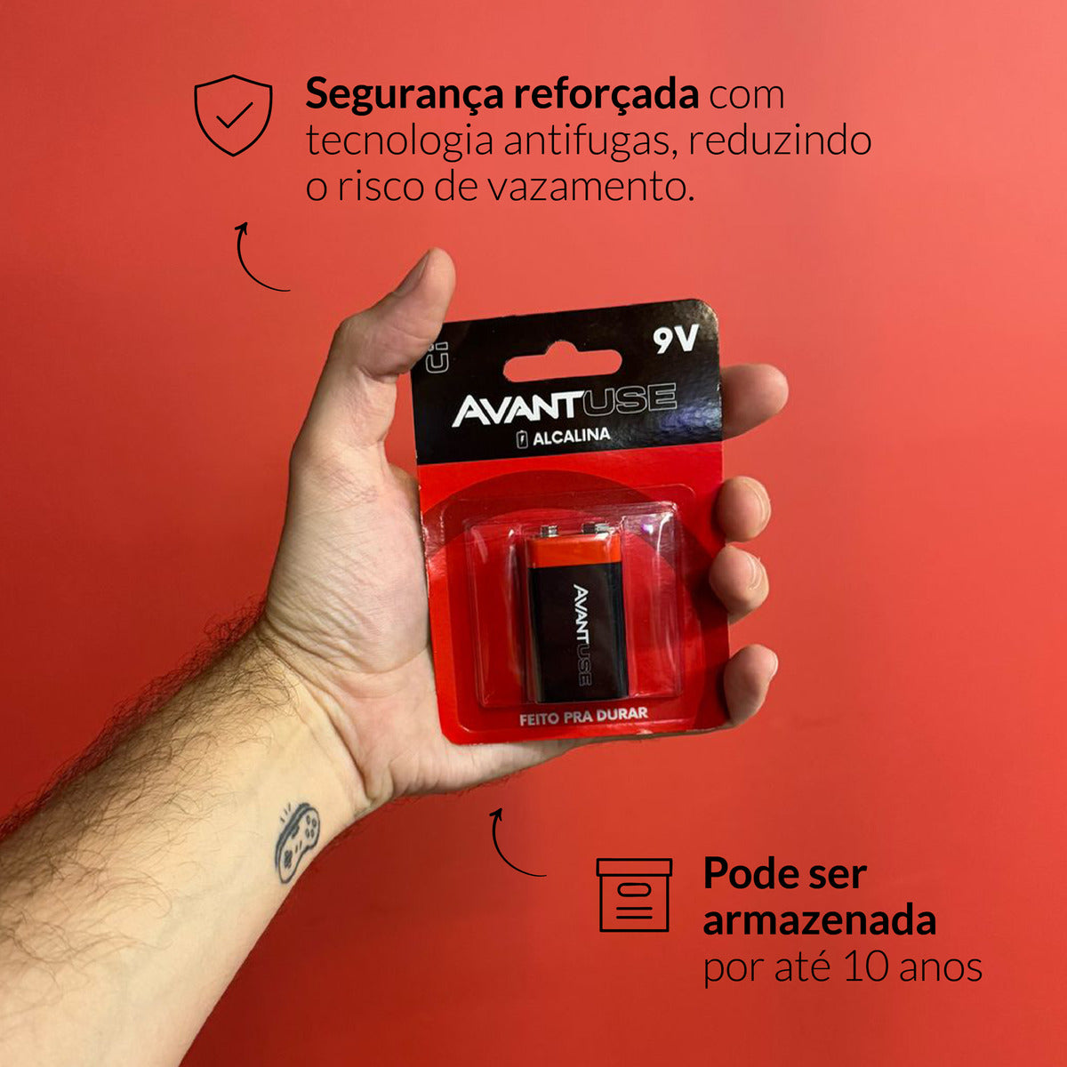 Bateria Alcalina Pilha 9v Avant Use