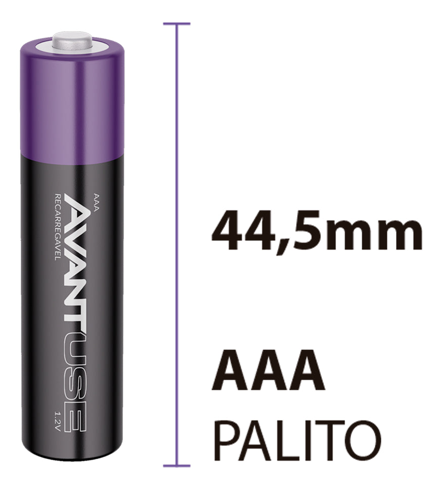 Kit 4 Pilhas Recarregável Palito AAA 1.5v 1000MAH Avant Use