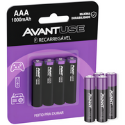 Kit 4 Pilhas Recarregável Palito AAA 1.5v 1000MAH Avant Use