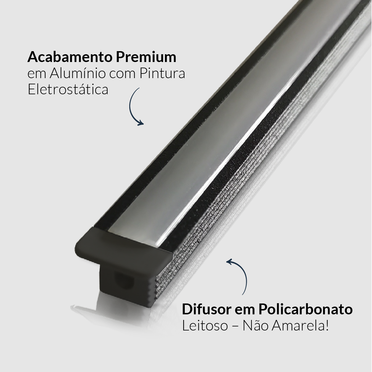 Perfil Barra Risqué Baby Embutir 13x09mm 2 Metros IP20 Preto Avant
