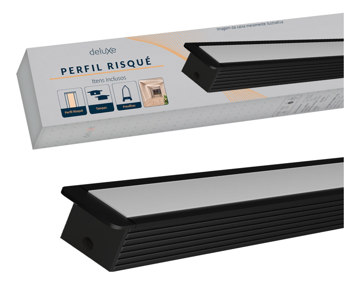 Perfil Barra Risqué Baby Embutir 13x09mm 2 Metros IP20 Preto Avant
