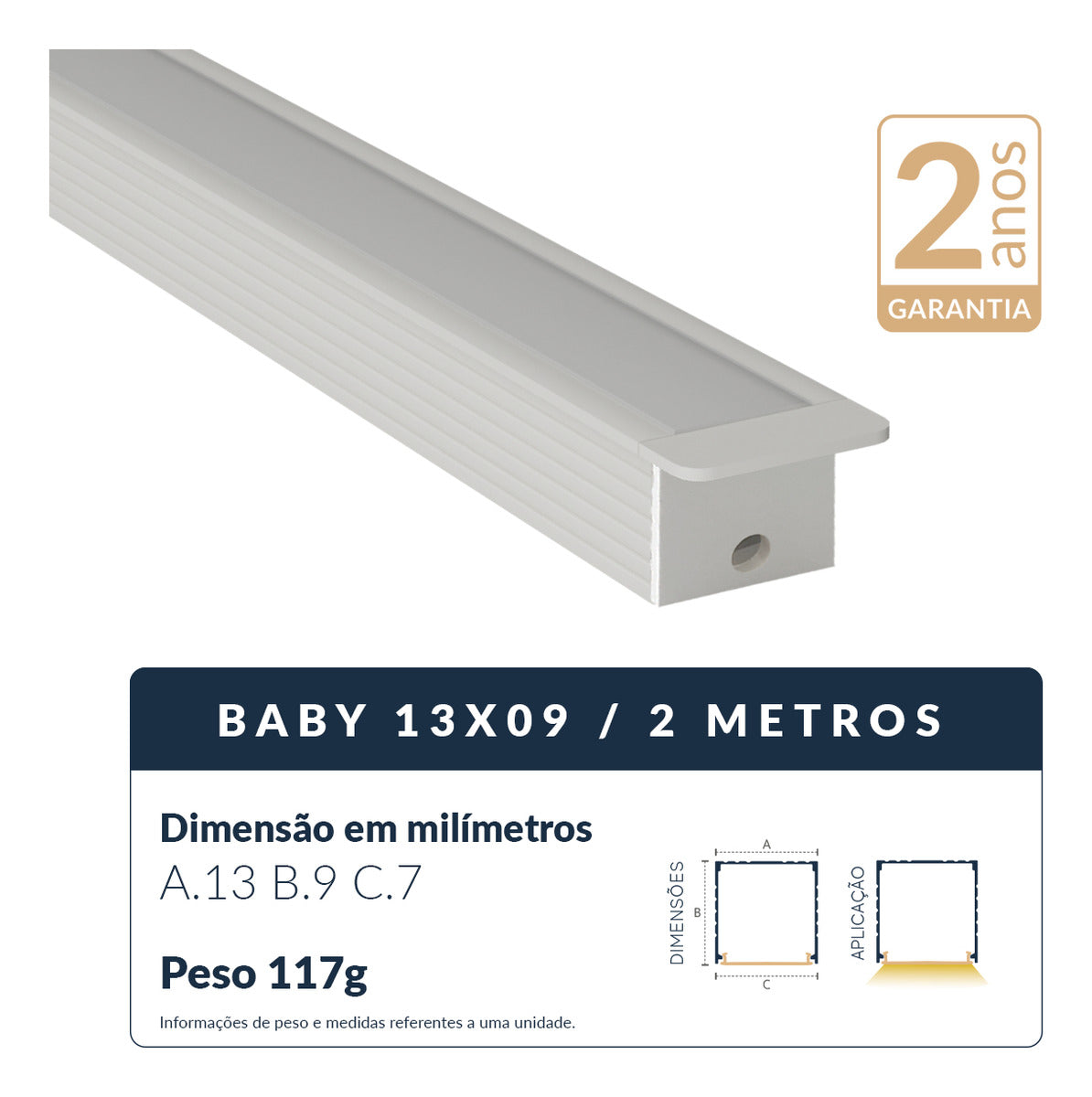 Perfil Barra Risqué Baby Embutir 13x09mm 2 Metros IP20 Branco Avant