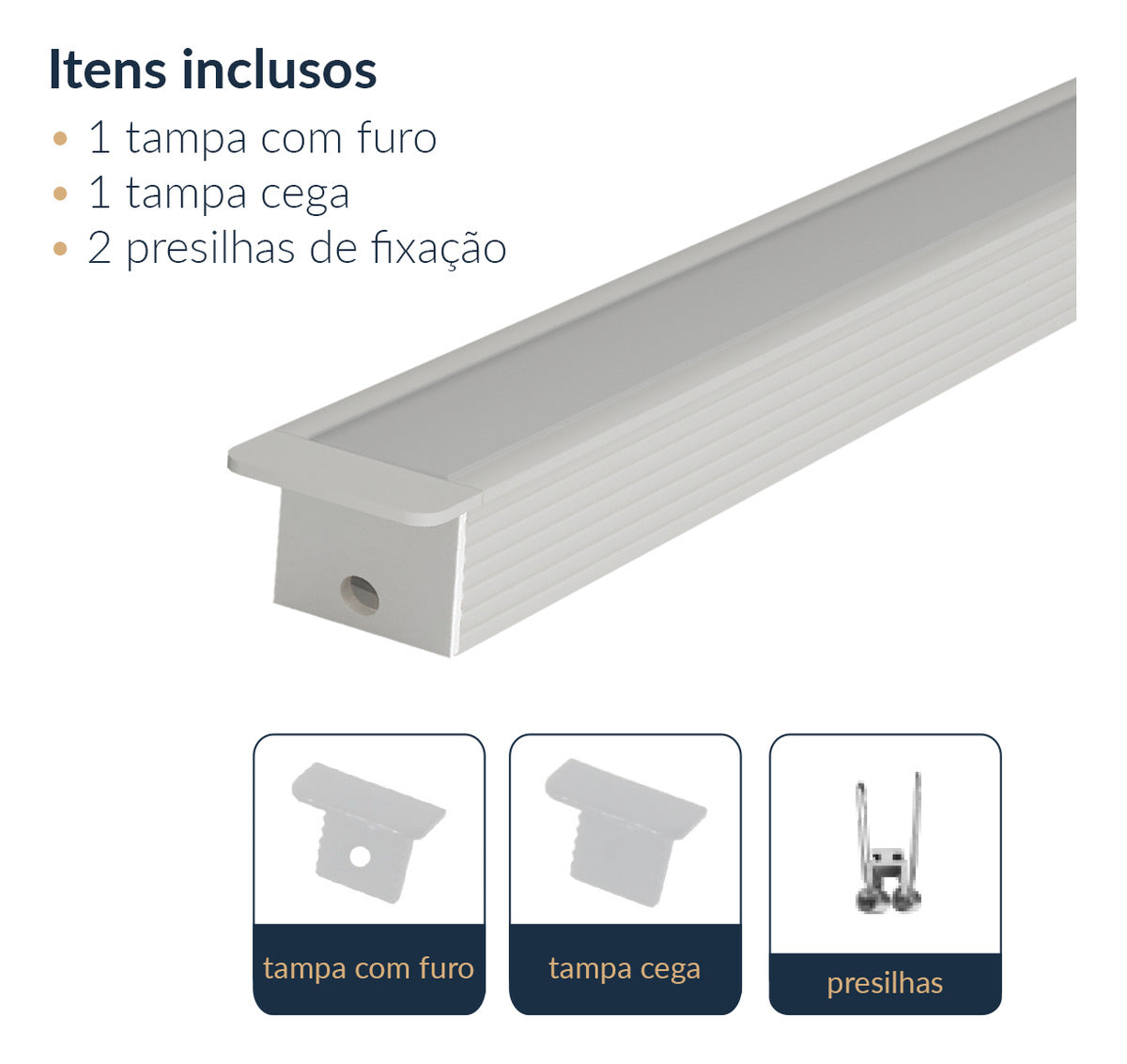 Perfil Barra Risqué Baby Embutir 13x09mm 2 Metros IP20 Branco Avant